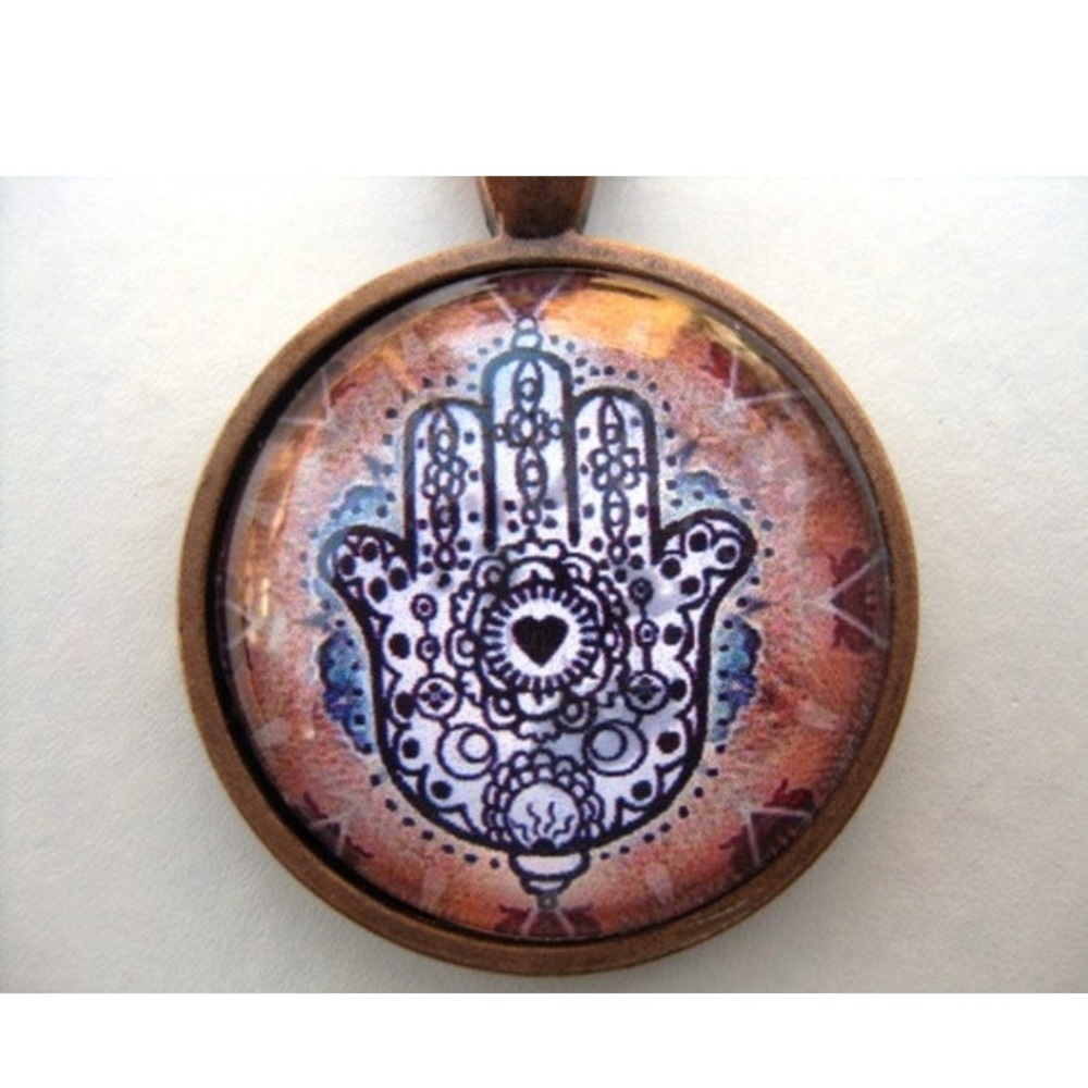 Yoga Necklace:  Hamsa on Mandala Necklace (002)